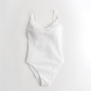 NWT Hollister ribbed high leg one piece swimsuit in white